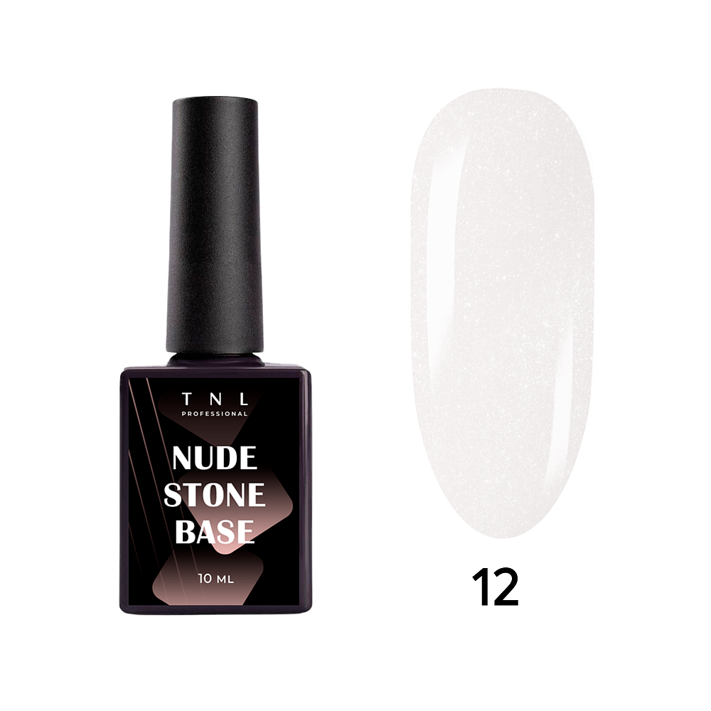 База для гель-лака Nude Stone Base, жесткая, с шиммером №12 - светлый серый, TNL Professional, 10 мл
